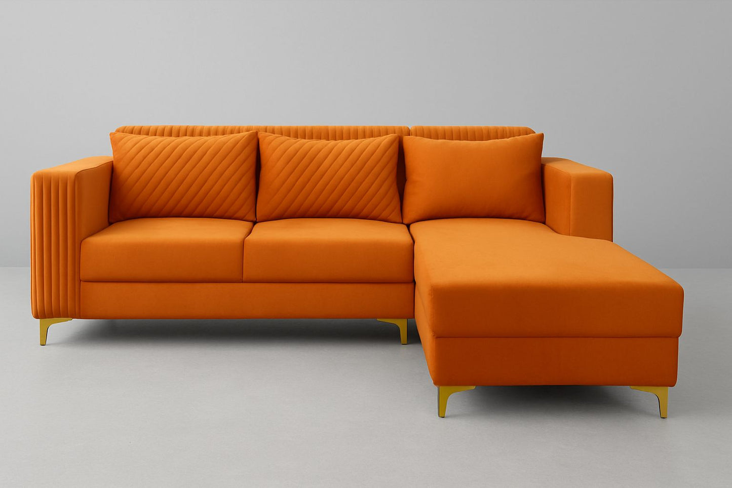 Modern L-Shaped Orange Sofa