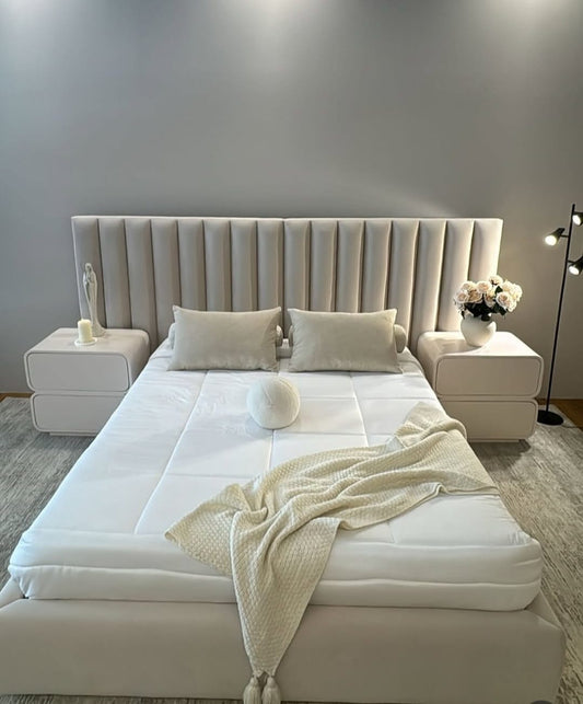 Luxury Wooden Bed & Side Table Combo (Set of 2)