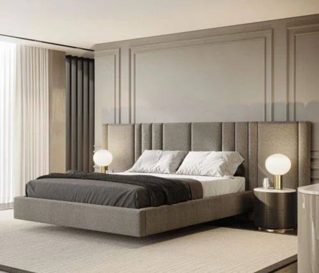 Modern Grey Panel Bed Set