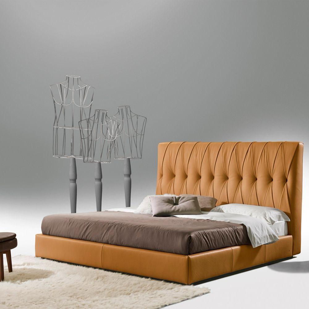 Contemporary Tan Leather Bed – Classic Comfort Series