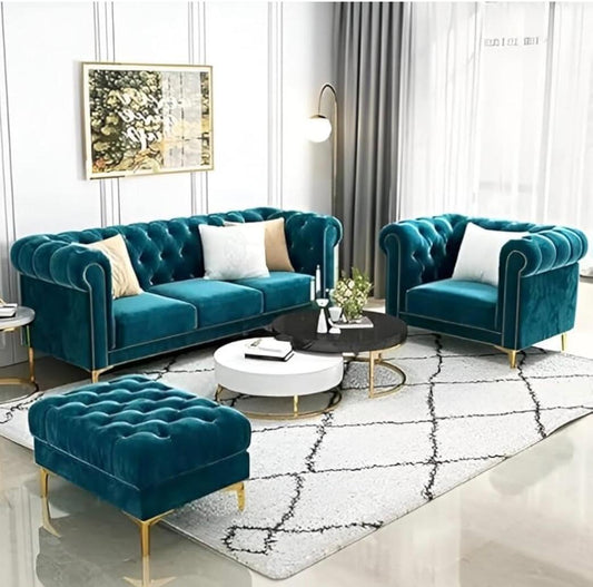 Royal Teal Velvet Sofa Set (3+1+1)
